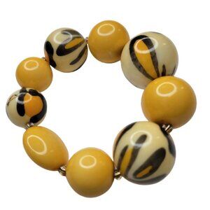 YELLOW Stretch Large Round Ball Bead Bracelet